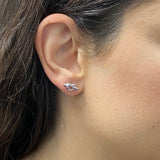 Italian 14k White Gold Bright Shine Dainty Pretzel Love Knot Stud Earrings