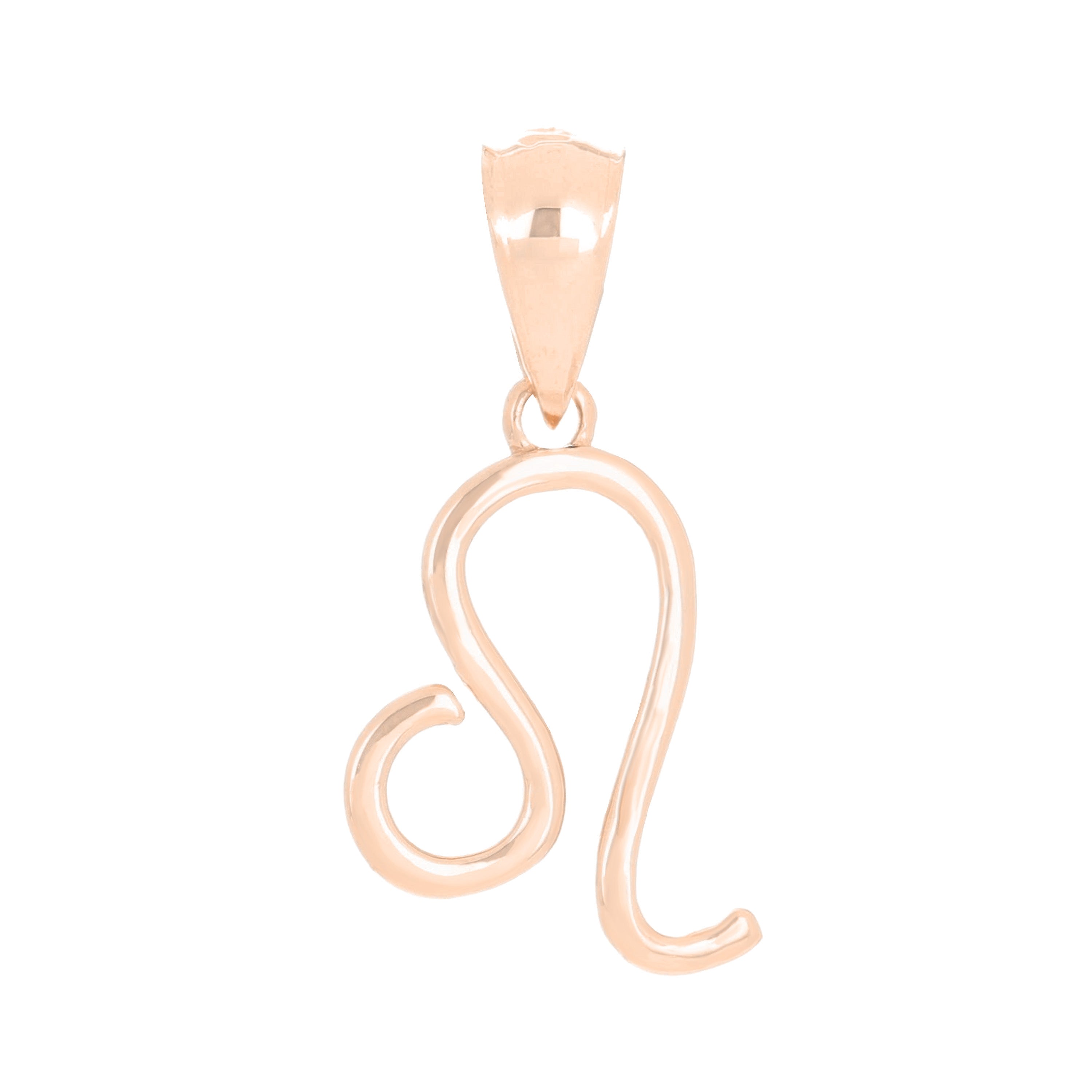 14k Rose Gold Leo Zodiac Sign Charm Pendant - Leo,Rose
