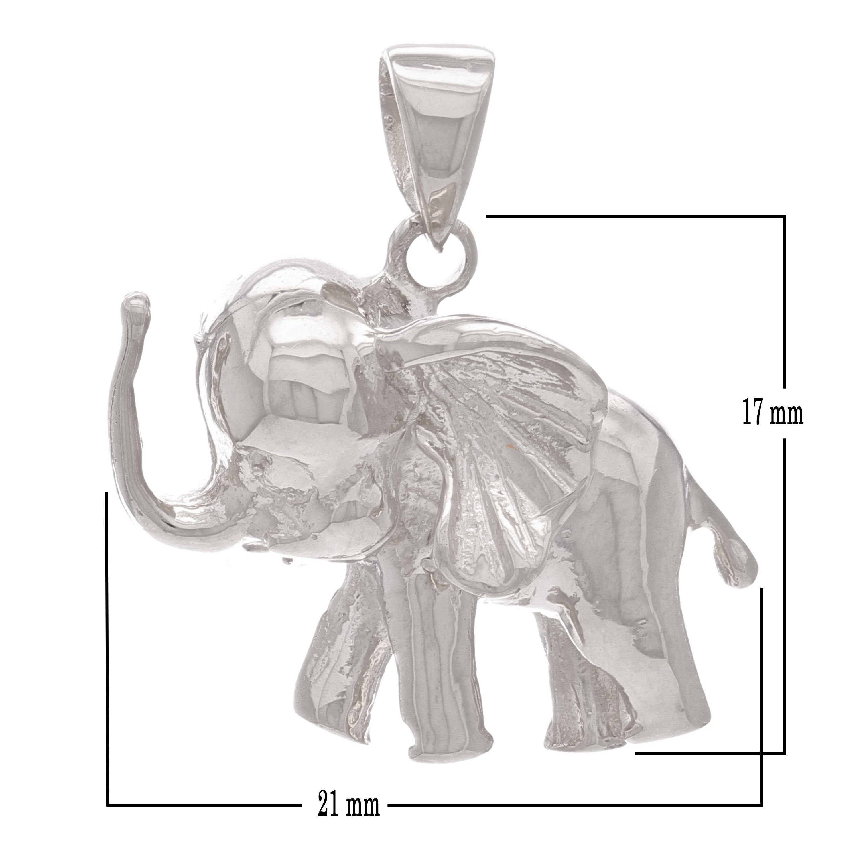 14k White Gold Satin Finish Lucky 3D Charm Elephant Pendant 4.3 grams - White