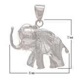 14k White Gold Satin Finish Lucky 3D Charm Elephant Pendant 4.3 grams - White