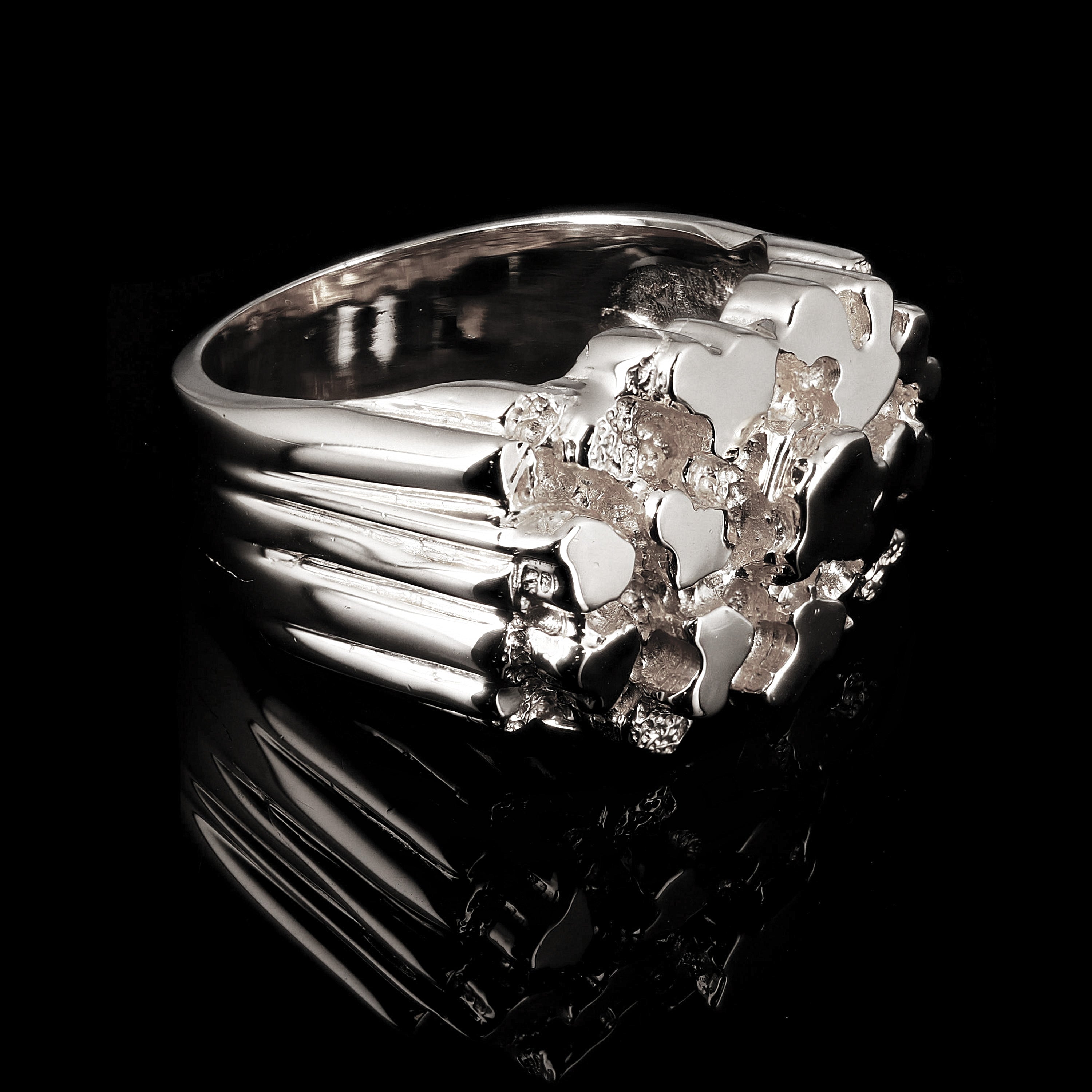 Men's 925 Sterling Silver Heavy Nugget Ring Size 9 - Ring Size 9