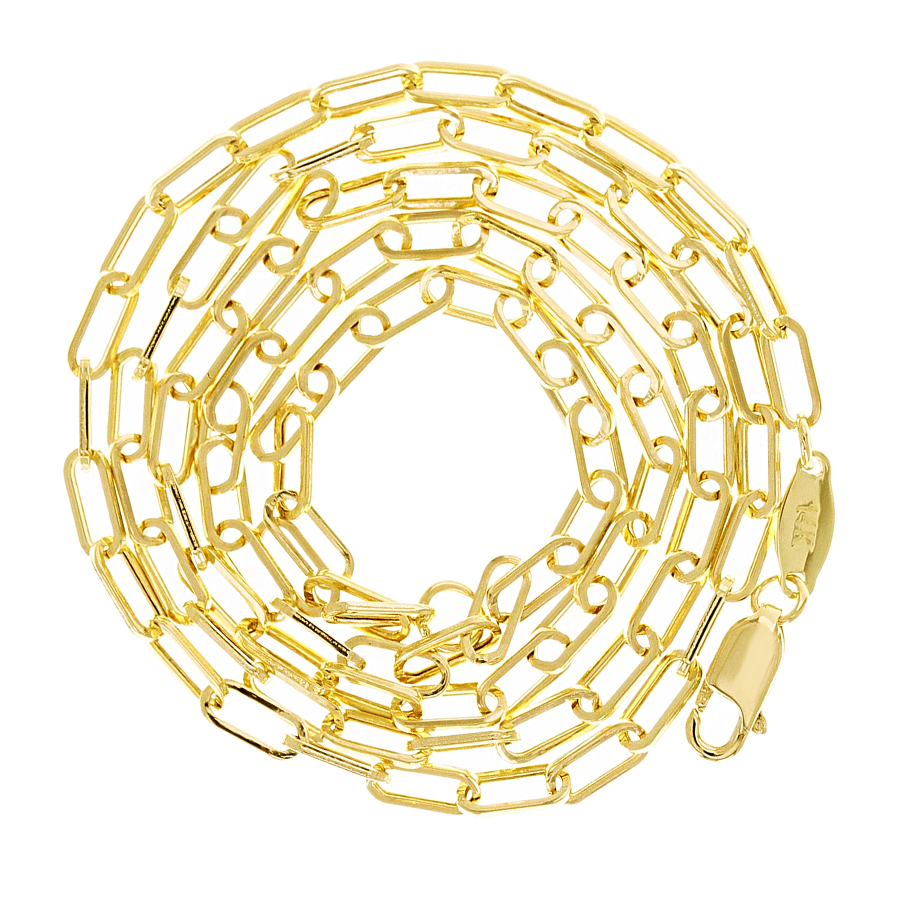 Italian 14k Yellow Gold Hollow Paper Clip Link Chain Necklace 18" 2.5mm 2.3 grams - 18" 2.3 grams