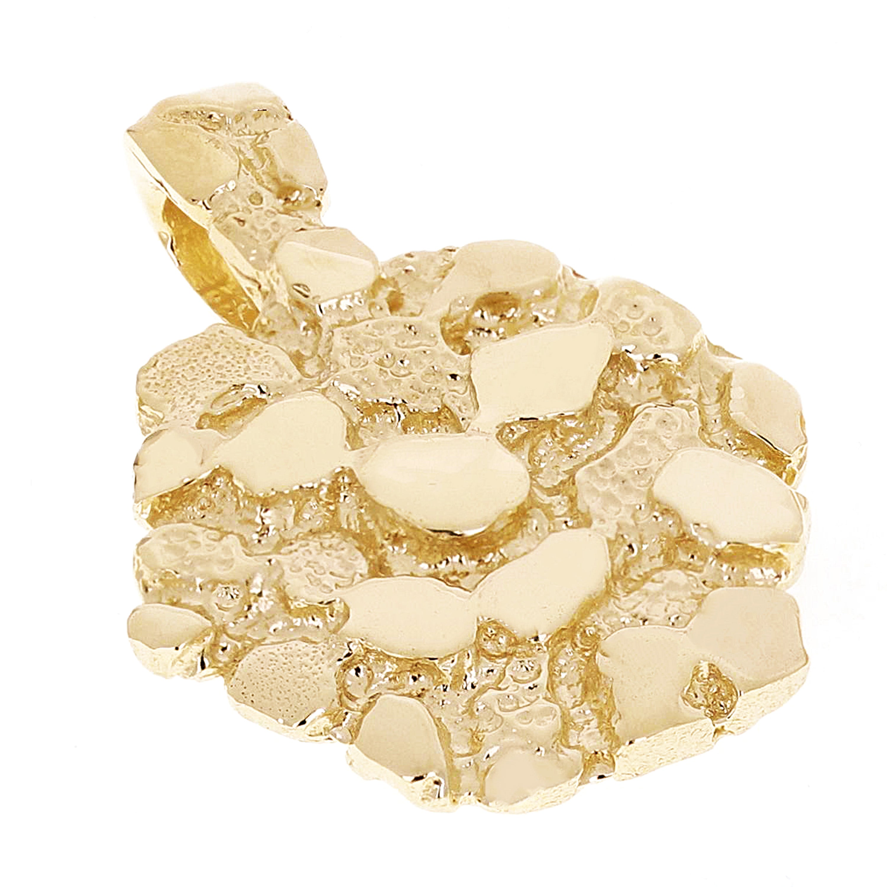 10k Yellow Gold Solid Hexagon Nugget Charm Pendant 1.3" 9.8 grams