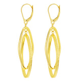 Italian 14k Yellow Gold Double Long Oval Dangle Drop Earrings 2.2" 3.3 grams