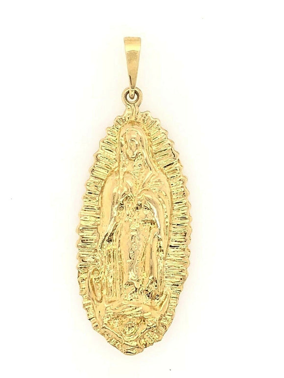 14k Yellow Gold Mother Mary Lady of Guadalupe Religious Charm Pendant 7.5 grams