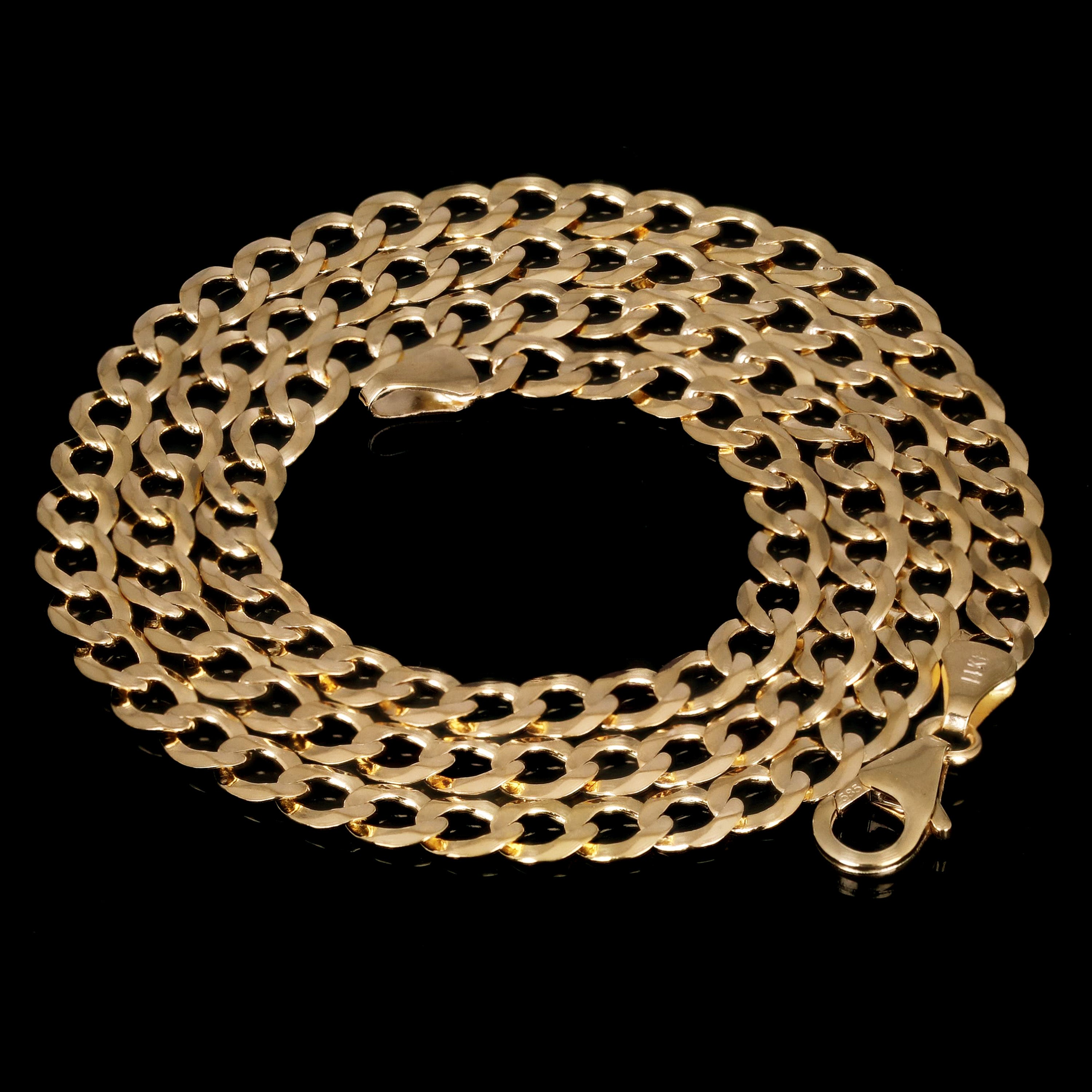 Italian 14k Yellow Gold Solid Curb Link Chain Necklace 4.6mm 18" 10 grams - 18" 9.9 grams