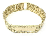 Men's 10k Yellow Gold Solid Nugget ID Bracelet Adjustable 8" 21mm 51.9 grams