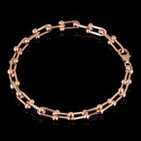 Italian 14k Rose Gold Semi-Solid U-Link Chain Bracelet 7" 6mm 5.3 grams - Rose 7"