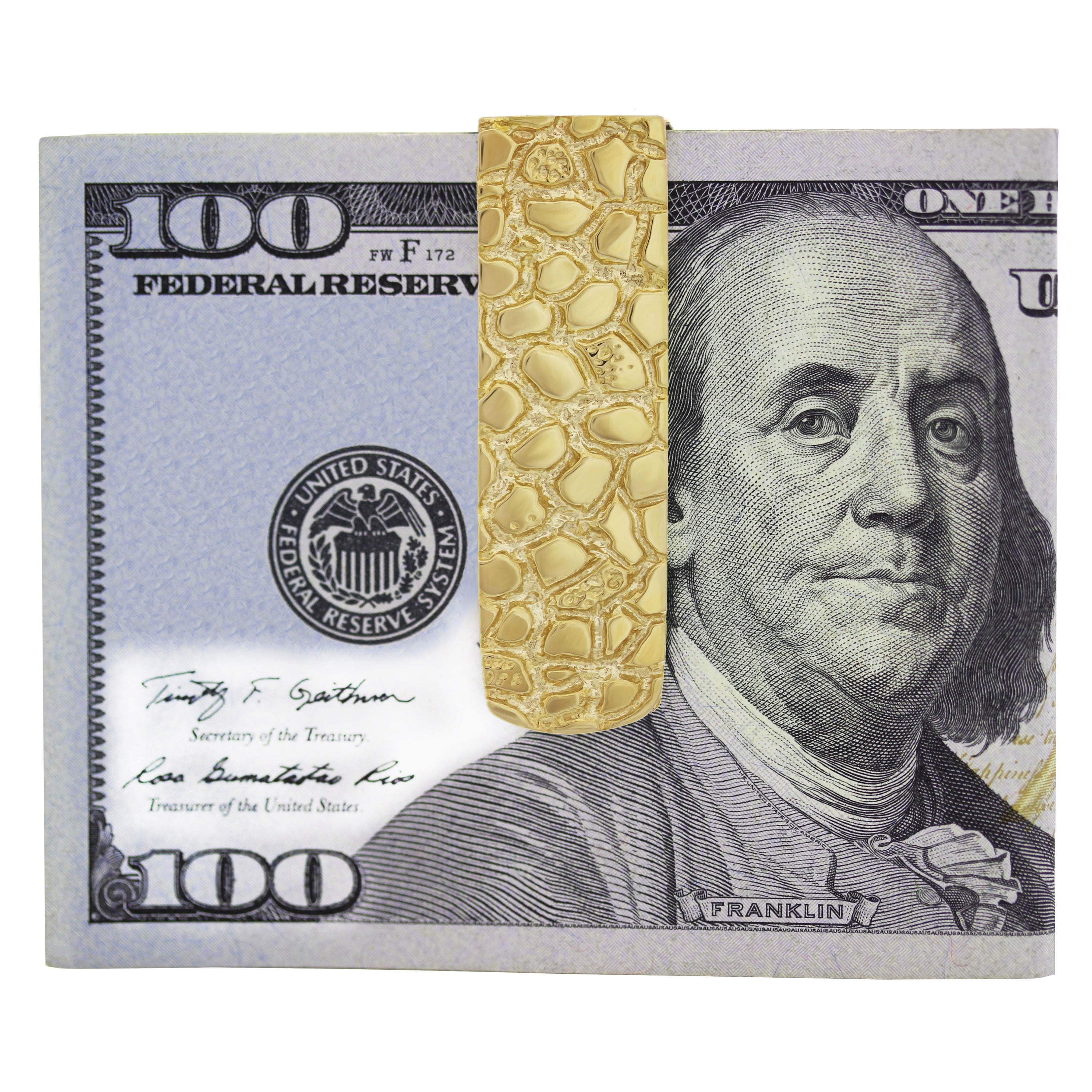 Men's 10k Yellow Gold Solid Nugget Money Clip Money Holder 1.8" 11.5 grams - Yellow