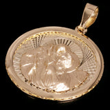 Italian 14k Yellow Gold Saint Cristobal Medal Charm Pendant 1.1" 2 grams - 2 grams