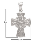 14k White Gold Four Way Cross Holy Spirit Scapular Charm Pendant 1" 3.1 grams - White