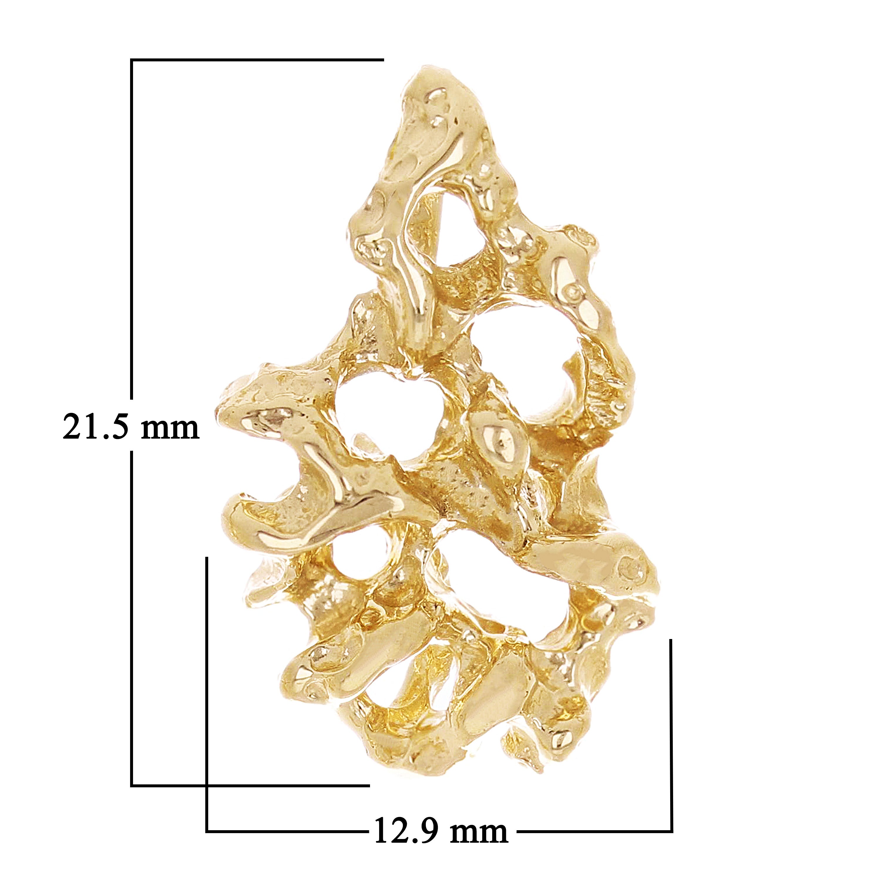 10k Yellow Gold Solid Free Form Nugget Charm Pendant 21.5x12.9mm 3.4 grams