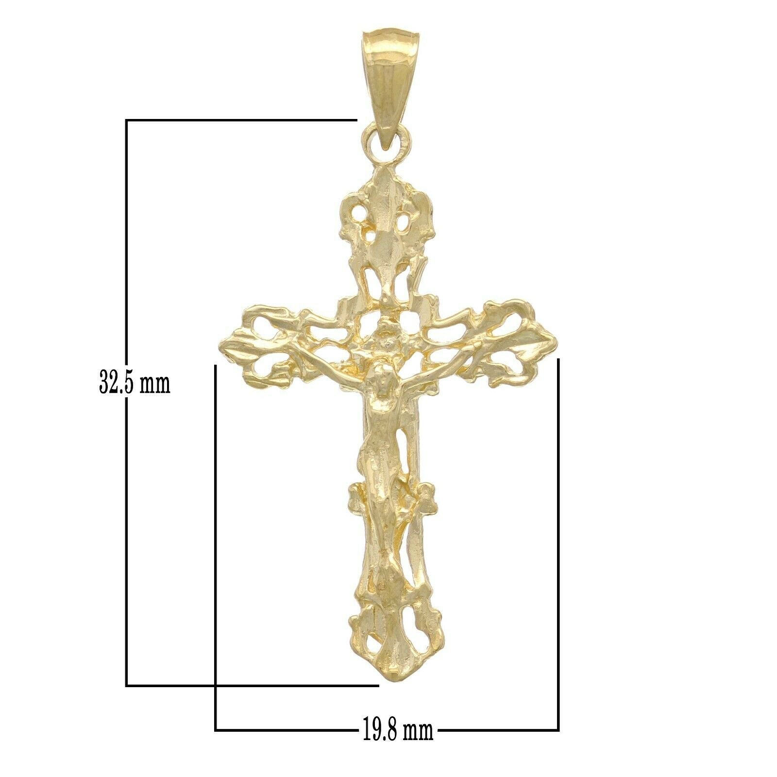 14k Yellow Gold Jesus Christ Crucifix Cross Religious Pendant 1.45" 2.4 grams