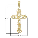 14k Yellow Gold Jesus Christ Crucifix Cross Religious Pendant 1.45" 2.4 grams