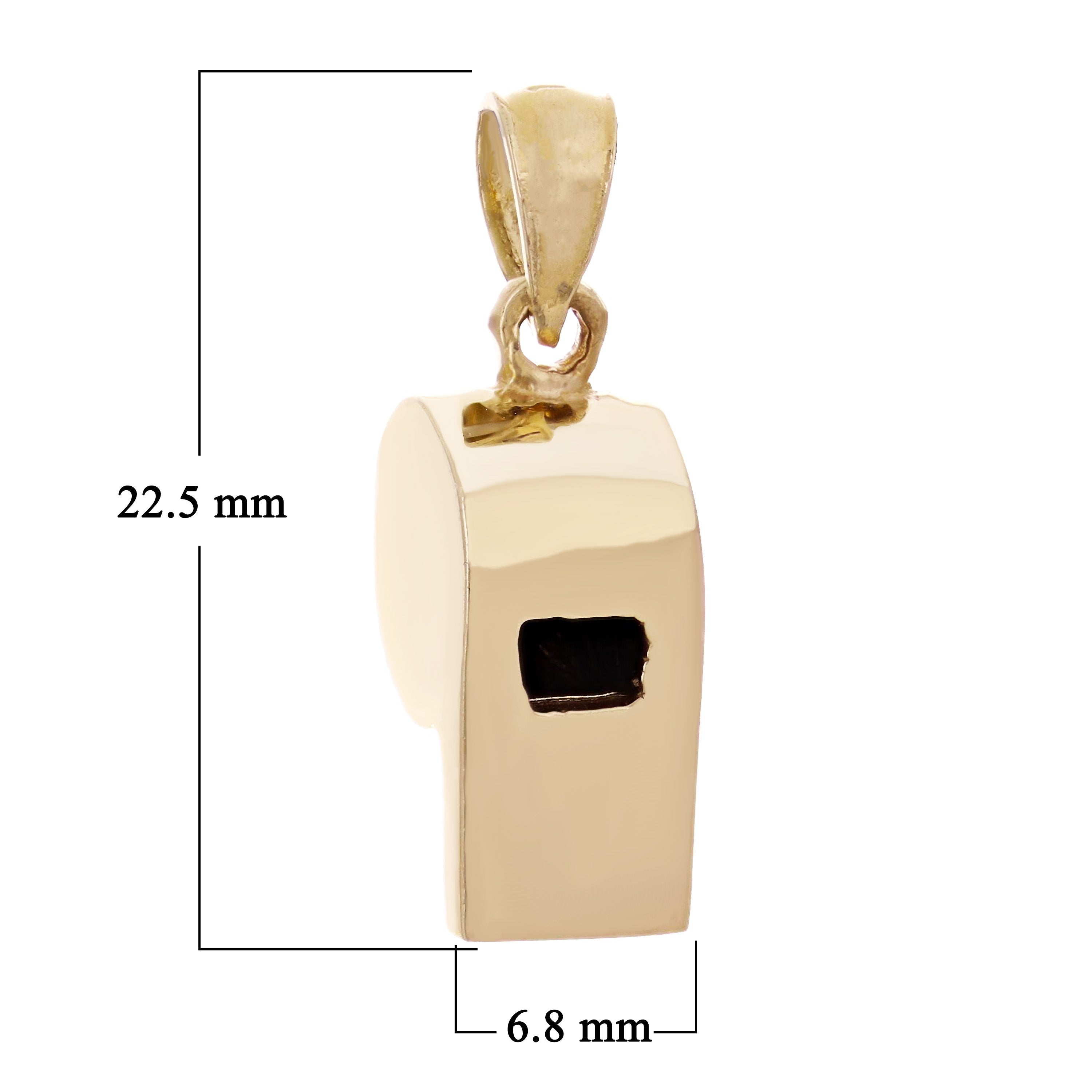 10k Yellow Gold Whistle Charm Pendant 22.5mm x 6.8mm 2.5 grams - Yellow