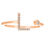 14k Rose Gold Diamond Initial Letter L Ring Size 6 - Letter L,Rose