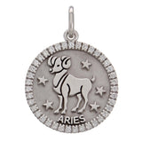 14k White Gold  Diamond Zodiac Sign Aries Pendant - Aries,White