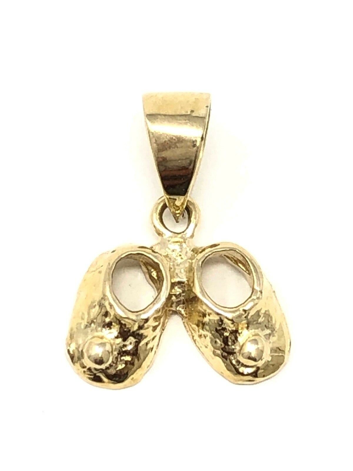 14k Yellow Gold Solid Newborn Infant Bootie Baby Shoes Charm Pendant 1 gram