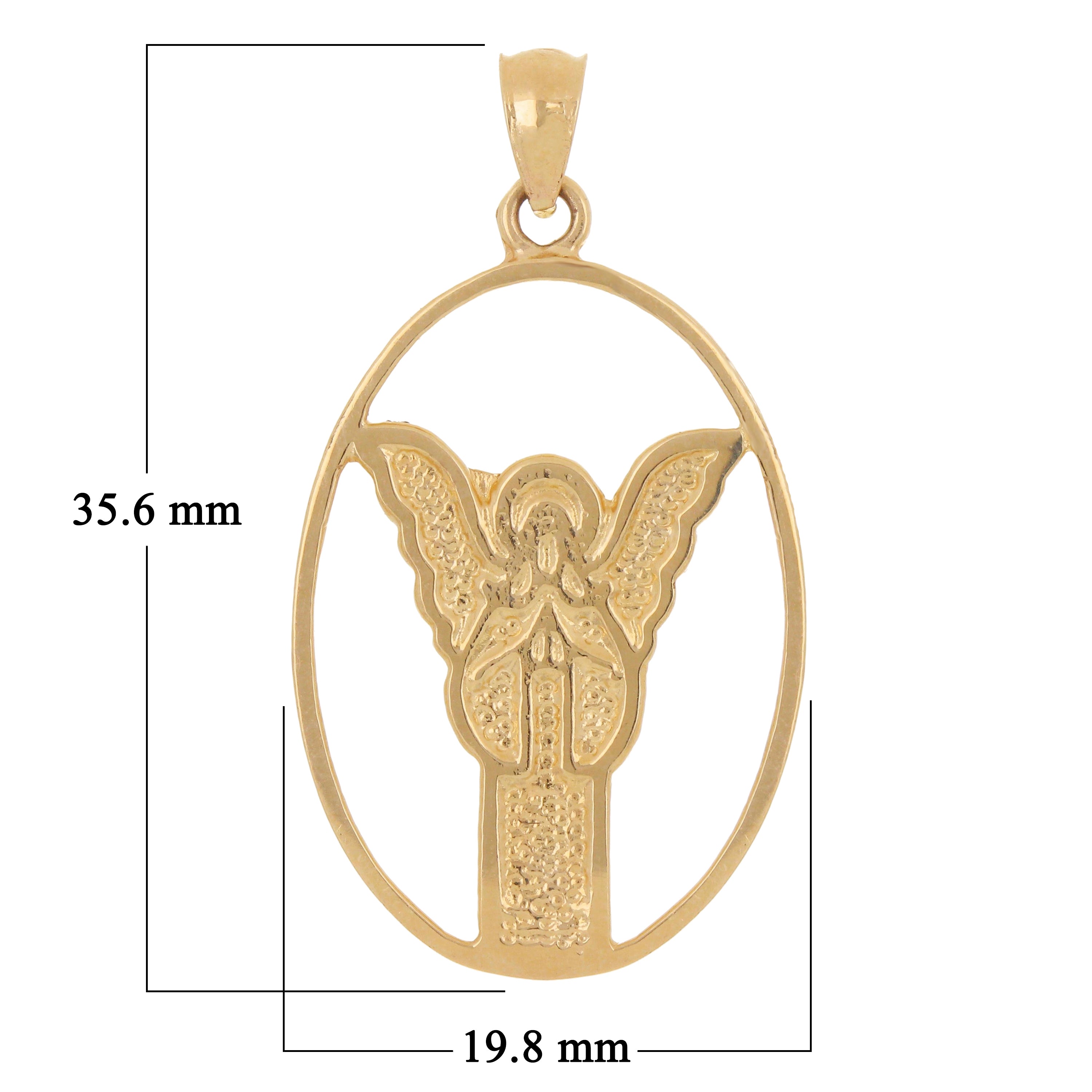 14k Rose Gold Guardian Angel Charm Pendant 1.4" 2.6 grams - Rose