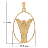 14k Rose Gold Guardian Angel Charm Pendant 1.4" 2.6 grams - Rose