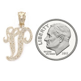 14k Yellow Gold Initial Letter V Alphabet Charm Pendant - Letter V,Yellow