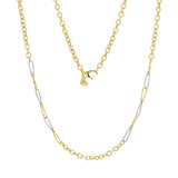Italian 14k Two-Tone Gold Rolo & Twisted Paper Clip Link Necklace 18" 5.8 grams - Yellow and White,18" 5.8 grams