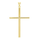 Italian 14k Yellow Gold Hollow Polished Plain Cross Charm Pendant 1.7" 1.3 grams