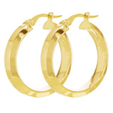 Italian 14k Yellow Gold Square Tube Round Hoop Earrings 1" 5mm 3 grams