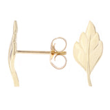 14k Yellow Gold Bright Polished Leaf Stud Earrings