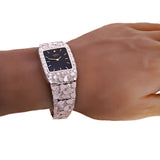 14k White Gold Nugget Link Wrist Band Geneve Diamond Watch 8.5"-9" 61.7 grams