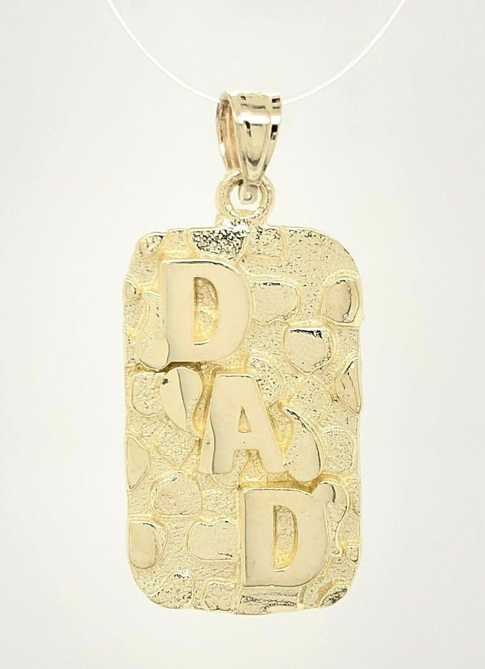10k Yellow Gold Solid DAD Nugget Pendant Rectangle Charm 2.7 grams