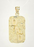 10k Yellow Gold Solid DAD Nugget Pendant Rectangle Charm 2.7 grams