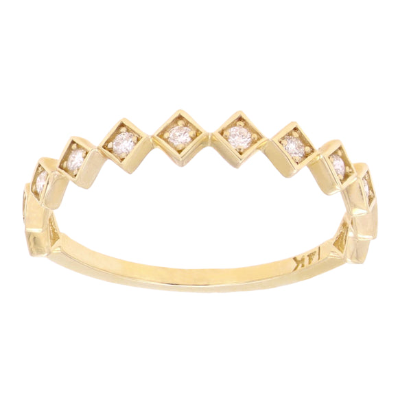 14k Yellow Gold Diamond Accent Geometric Square Stacking Ring - Yellow,Size 6