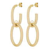 Italian 14kt Yellow Gold Hollow Double Oval Drop Earrings 1.8" 17mm 3.4 grams