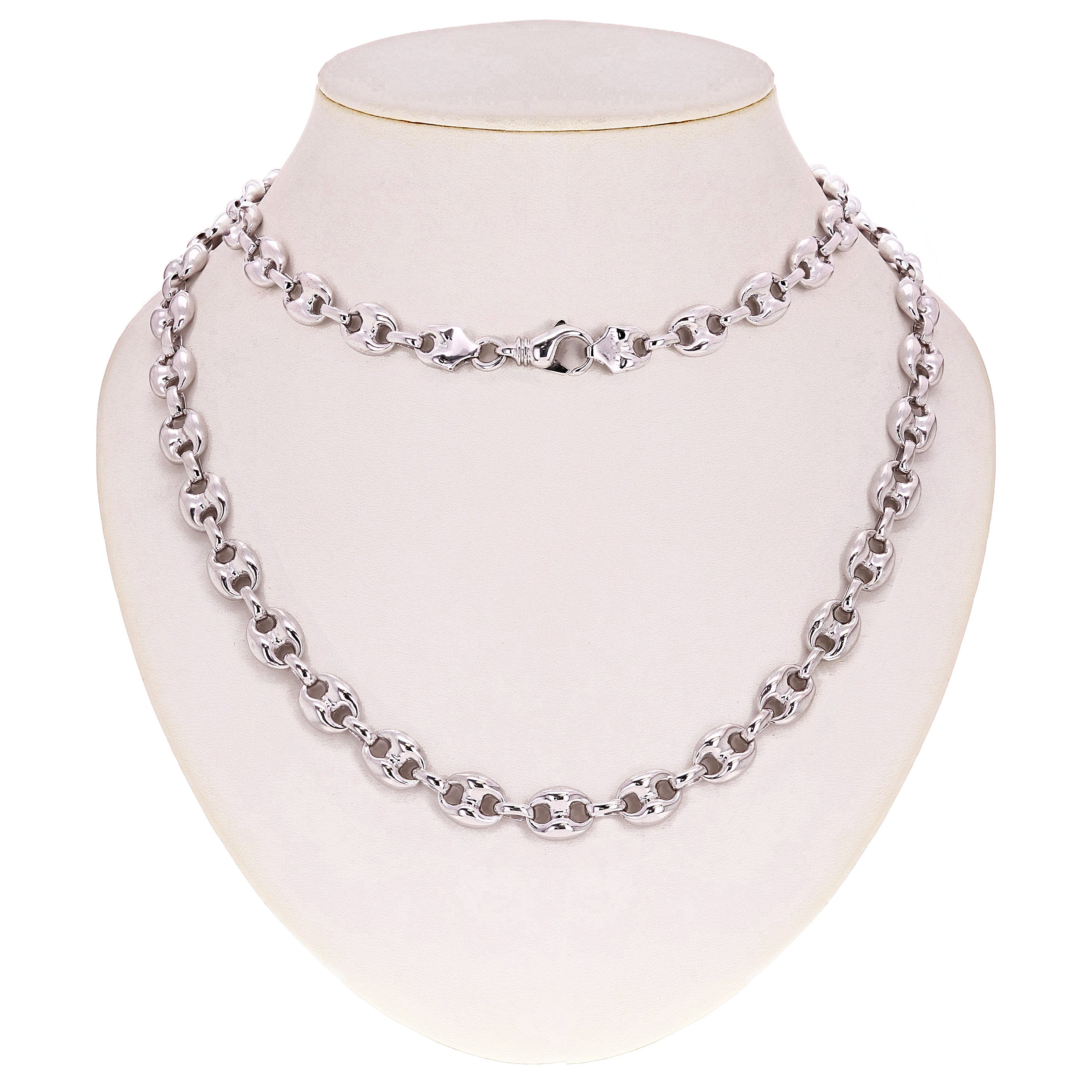 10k White Gold Solid Puffy Gucci Mariner Chain Necklace 20" 11.7mm 110.2 grams - White,20"