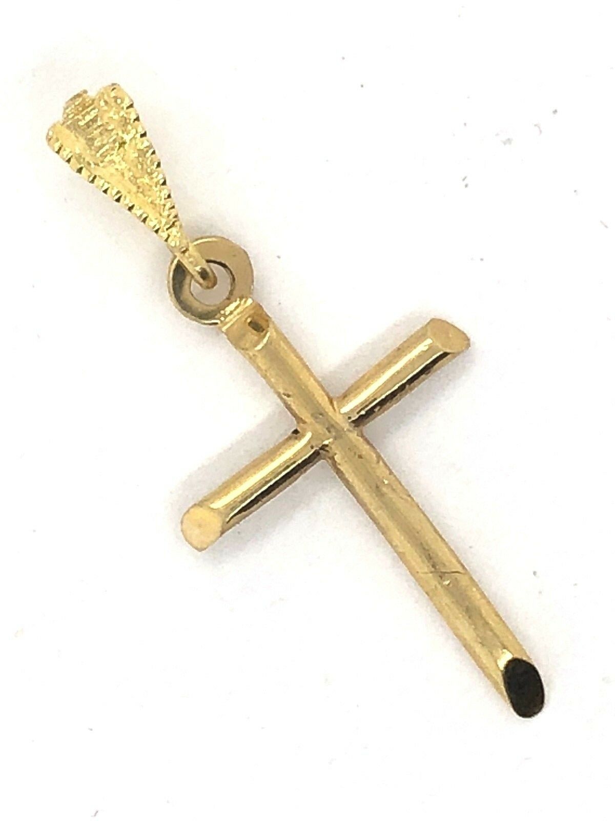 10k Yellow Gold Solid Polished Religious Cross Charm Pendant 1.4 grams