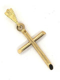 10k Yellow Gold Solid Polished Religious Cross Charm Pendant 1.4 grams