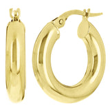 Italian 14k Yellow Gold High Polish Tube Round Hoop Earrings 0.80" 5mm 2.7 grams