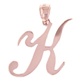 14k Rose Gold Initial Letter K Alphabet Charm Pendant - Letter K,Rose