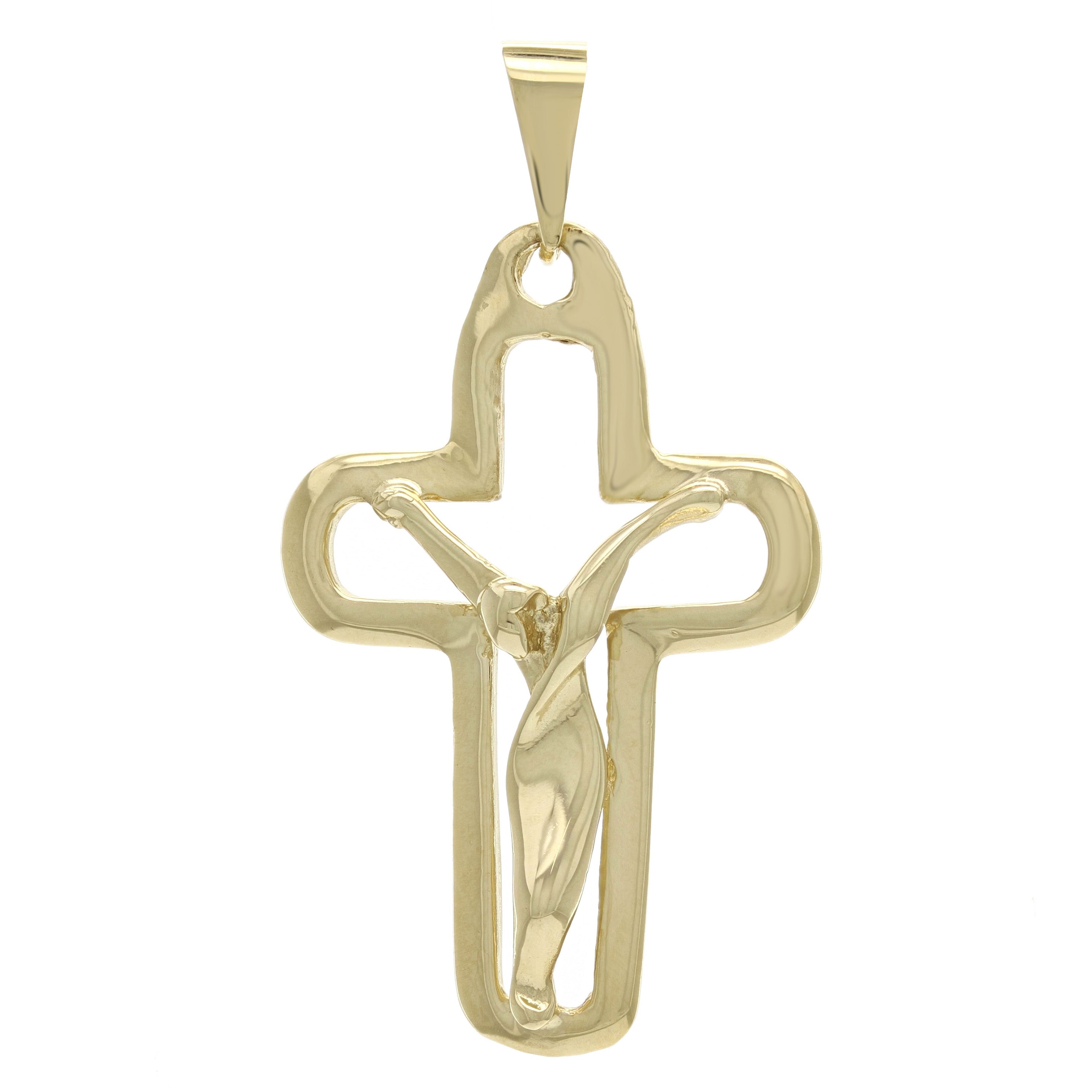 14k Yellow Gold Jesus Christ Pendant Religious Crucifix Cross Charm 5.9 grams - Yellow