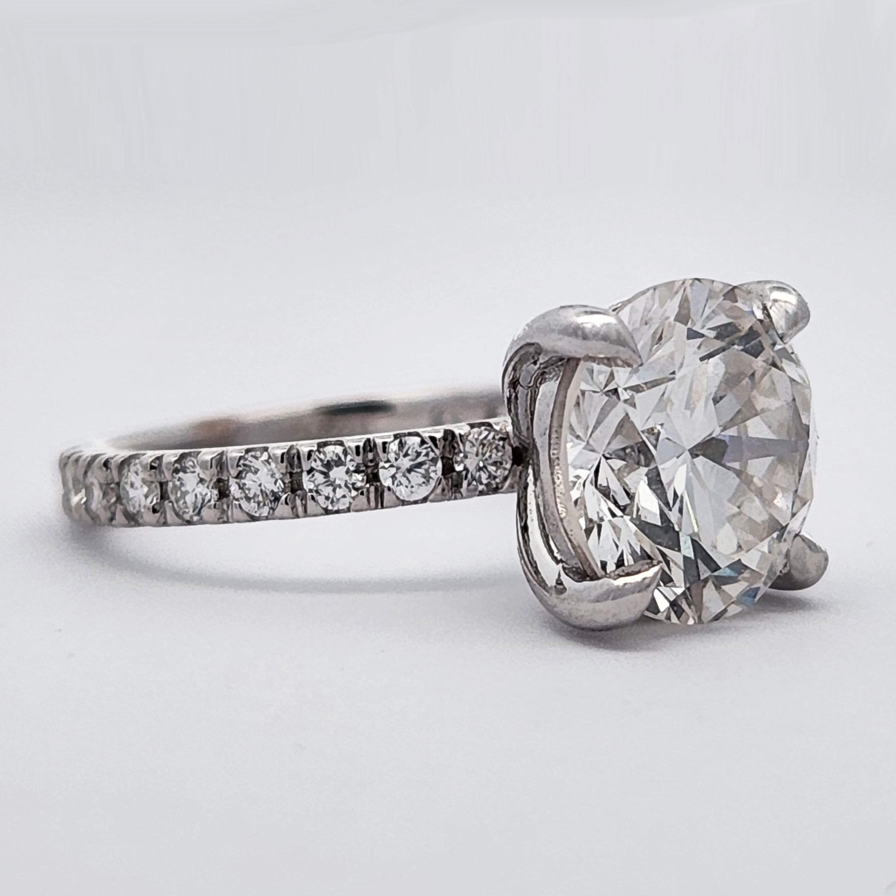 GIA Certified 3.03 Carat Lab Grown Diamond Engagement Ring Round Cut 14k Gold