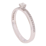 14k White Gold Diamond Stackable Promise Ring Size 6 - White