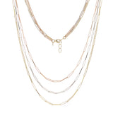 Italian 14k Tri-Color Gold Multiple Layer Paper Clip Link Chain Necklace 18" 11.5 grams
