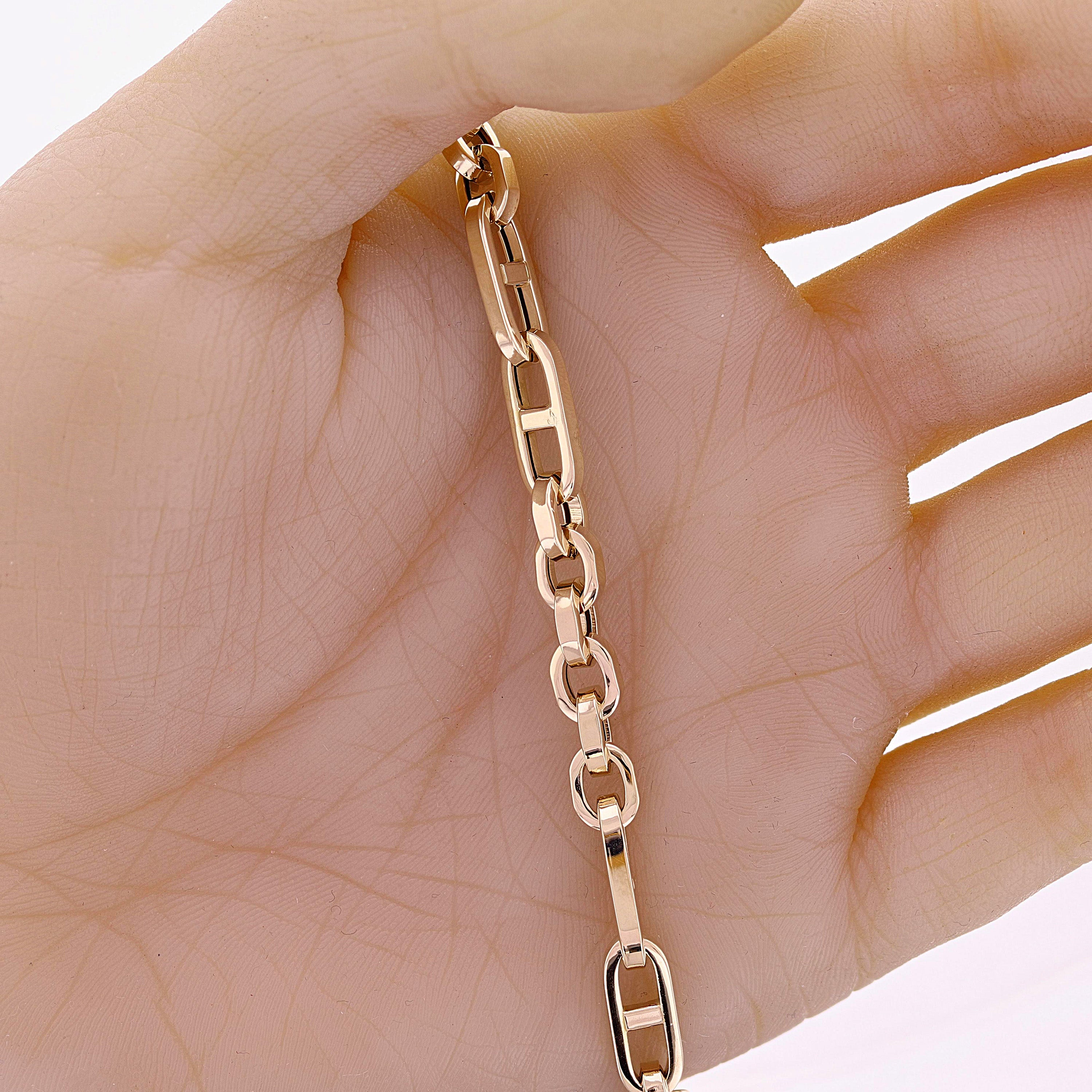 Italian 14k Yellow Gold Oval & Mariner Link Chain Bracelet 8" 6mm 6.6 grams