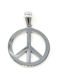 14k White Gold Peace Sign 22mm x 15.2mm Pendant - White