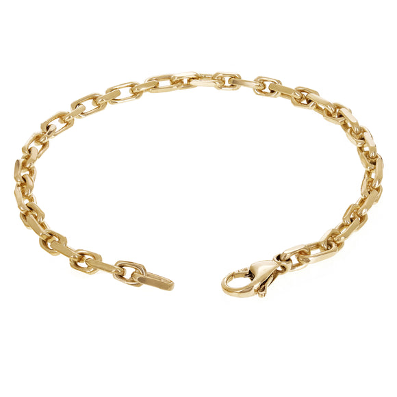 10k Yellow Gold Handmade Square Rectangle Link Chain Bracelet 7