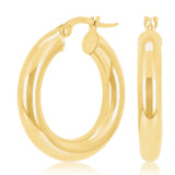 Italian 14k Yellow Gold High Polish 3.9mm 0.9" Diameter Round Hoop Earrings 2.2g