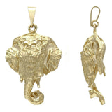 14k Yellow Gold Solid Diamond Cut Good Luck Elephant Pendant 1.65" 9.8 grams - Yellow