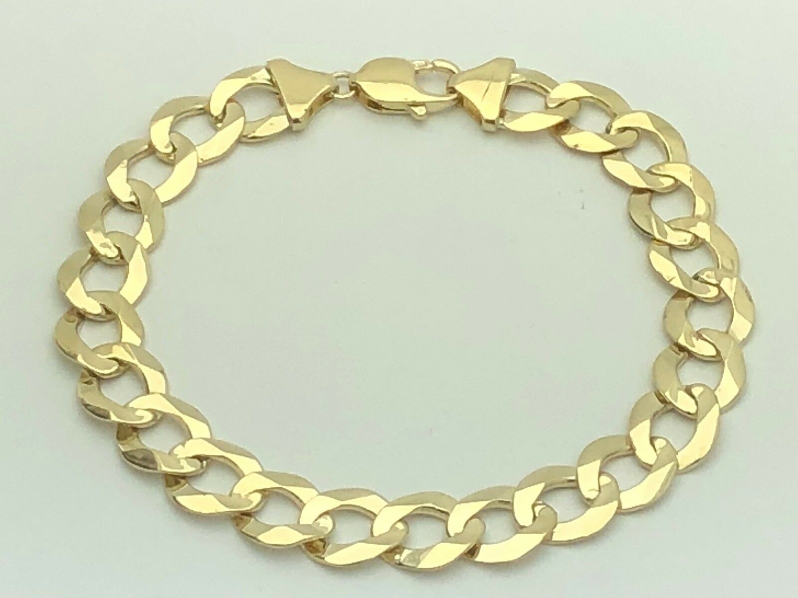 Men's 14k Solid Yellow Gold Flat Cuban Link Chain Bracelet 9" 11.5mm- 25.5 grams