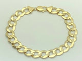 Men's 14k Solid Yellow Gold Flat Cuban Link Chain Bracelet 9" 11.5mm- 25.5 grams